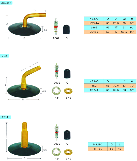 Tube Tire Valve Stem VAR TR1 JS2